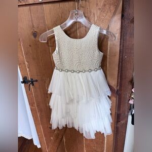 American Princess Cream Beaded Tiered Tulle Dress for Girls